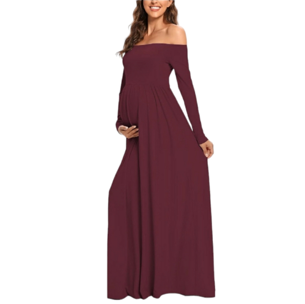 Off Shoulder Long Sleeve Maxi Maternity Pregnancy Dress Medium NWOT